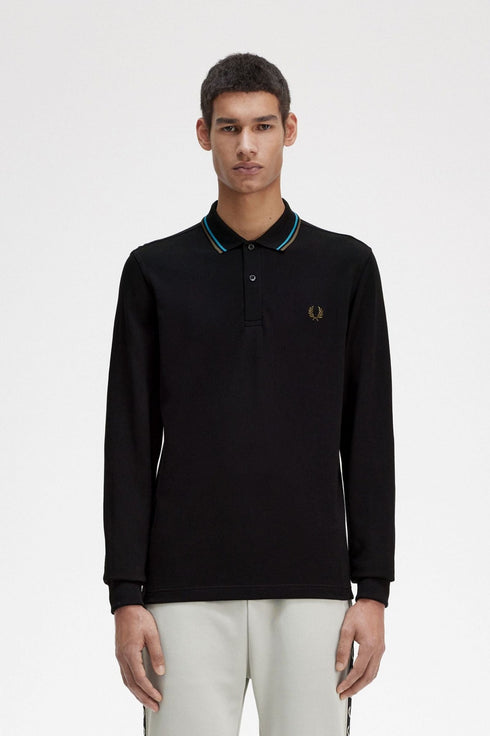 Polo Uomo M3636 con bordini in contrasto Nero verde Fred Perry- Francavilla Moda
